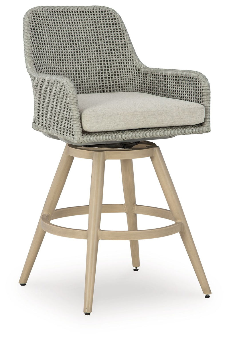 Seton Creek - Barstool With Cushion (Set of 2) - Beige / Gray - R&R Furniture Gallery (Fountain Valley, CA)