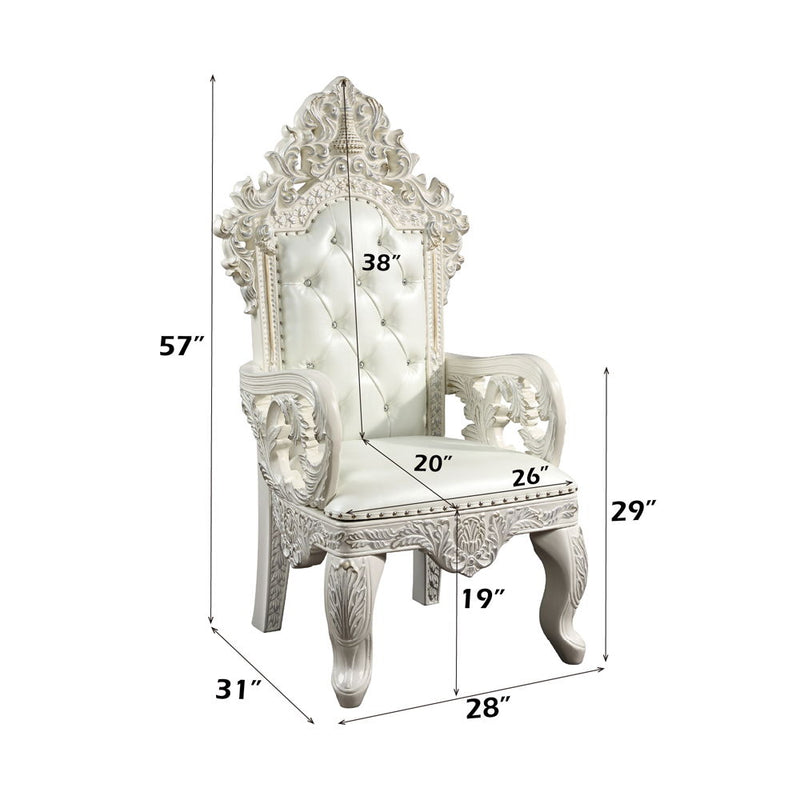 Adara - Arm Chair (Set of 2) - Pearl White Synthetic Leather & Antique White - R&R Furniture Gallery (Fountain Valley, CA)