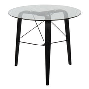 Lumi Source Trilogy contemporary round dining table with sleek wood finish, ideal for modern kitchen or dining room setups.