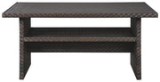 Easy Isle - RECT Multi-Use Table - Dark Brown / Beige - R&R Furniture Gallery (Fountain Valley, CA)