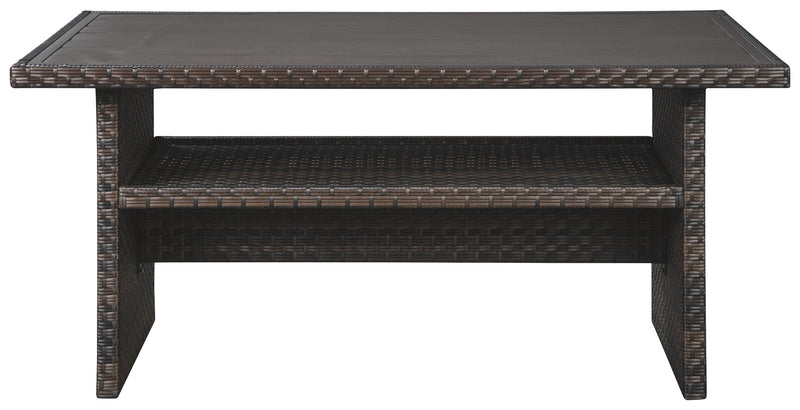 Easy Isle - RECT Multi-Use Table - Dark Brown / Beige - R&R Furniture Gallery (Fountain Valley, CA)