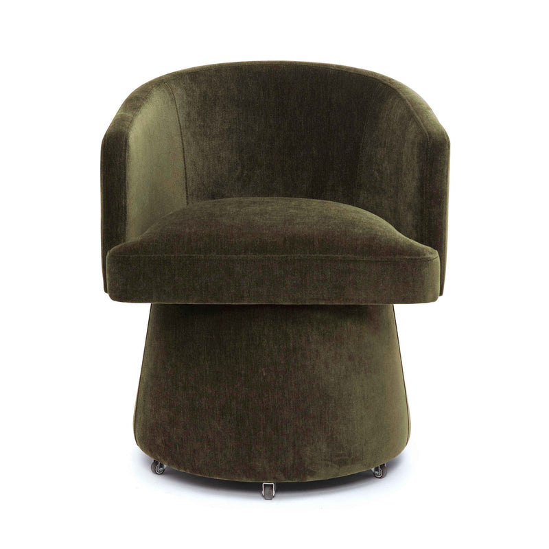 Kristen upcycled chenille rolling desk chair by TOV Furniture with plush fabric and adjustable height, modern office seating.