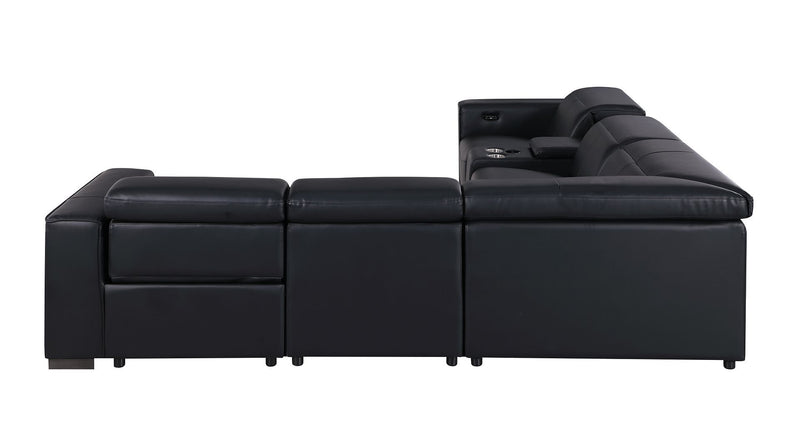 1208 - 6-Piece L-Shaped Leather Reclining Sectional With 3 Power Recliners