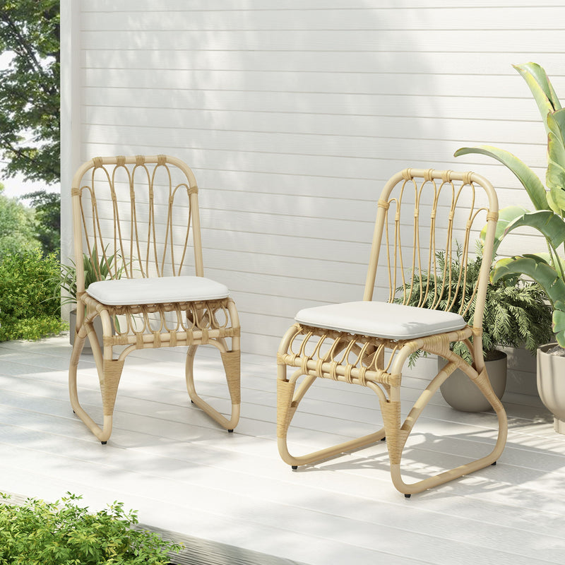 Outdoor Wicker Dining Chairs With Washable Cushion (Set of 2) - R&R Furniture Gallery (Fountain Valley, CA)