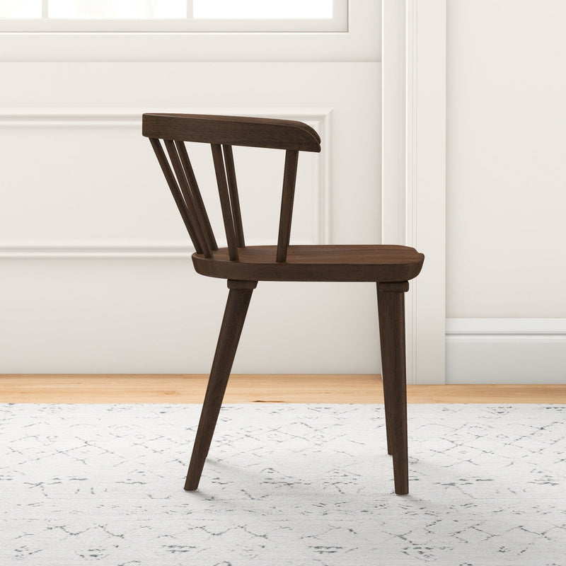 Pair of Ashcroft Furniture Kingsley dining chairs in brown with wooden legs, featuring a comfortable padded seat and backrest.