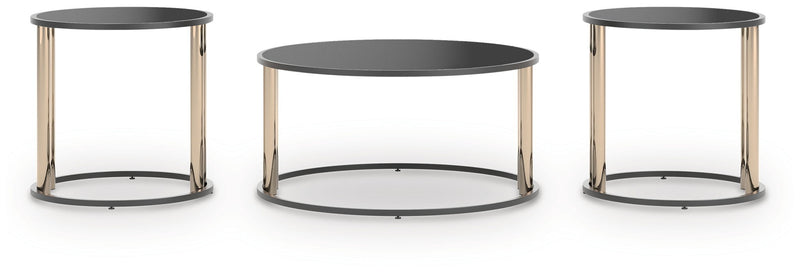 Hannerly - Occasional Table Set (Set of 3) - Black / Gold Finish - R&R Furniture Gallery (Fountain Valley, CA)