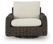 Kimora - Swivel Glider Lounge With Cushion - Beige / Dark Brown - R&R Furniture Gallery (Fountain Valley, CA)