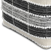 Barley - Square Pouf - White / Beige / Black - R&R Furniture Gallery (Fountain Valley, CA)