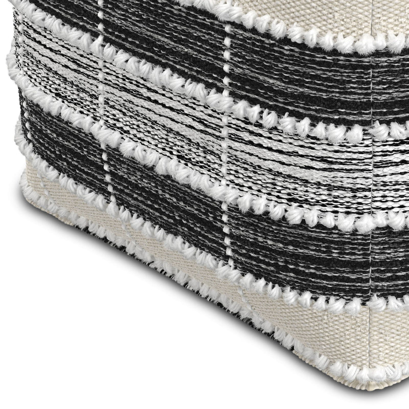 Barley - Square Pouf - White / Beige / Black - R&R Furniture Gallery (Fountain Valley, CA)
