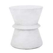 Outdoor Lightweight Concrete End Table With Hourglass Structure - Antique White - R&R Furniture Gallery (Fountain Valley, CA)