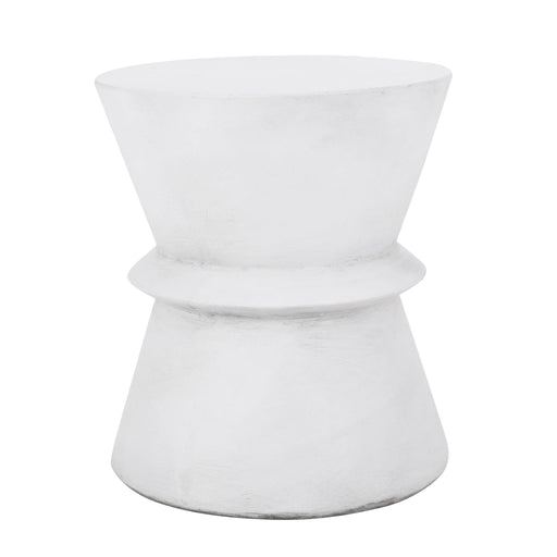 Outdoor Lightweight Concrete End Table With Hourglass Structure - Antique White - R&R Furniture Gallery (Fountain Valley, CA)