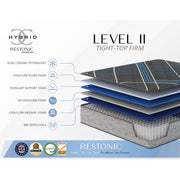 Restonic Tempagel 13-inch Lux Firm hybrid mattress with cooling technology and supportive design, shown with a plush top surface.