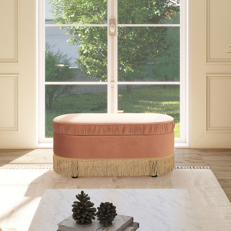 Serena - Contemporary Design Oval Storage Bench Ottoman - R&R Furniture Gallery (Fountain Valley, CA)