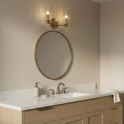 Regal - Double Light Vanity With Clear Ribbed Satin - Antique Brass / Clear - R&R Furniture Gallery (Fountain Valley, CA)