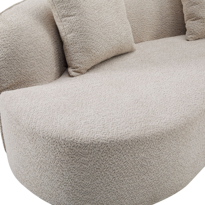 Elegant Noble House curved sectional sofa with full foam cushions, showcasing plush seating and stylish design in a modern living room.