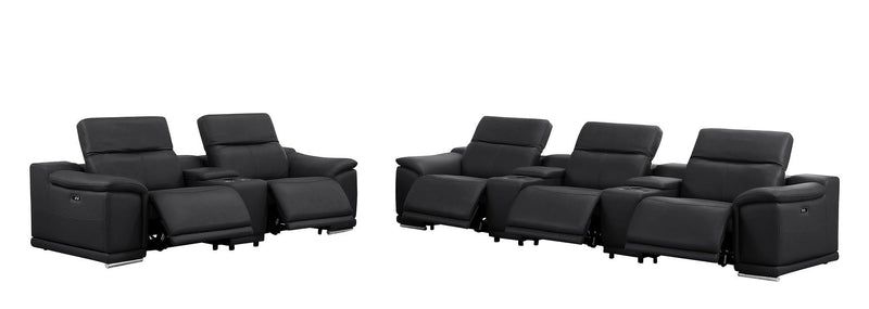 2679 - Power Reclining Sofa And Loveseat In Genuine Leather (5 Recliners With Power Headrests & 3 Consoles)