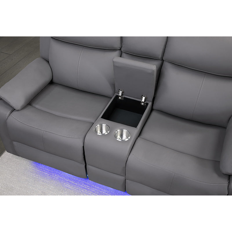 Blanche - Console Reclining Loveseat With LED Lights And Speakers - R&R Furniture Gallery (Fountain Valley, CA)