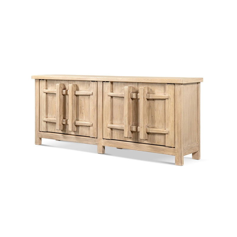 Jennifer Taylor Home Rowan 4-door sideboard cabinet in natural wood with sleek design and spacious storage.