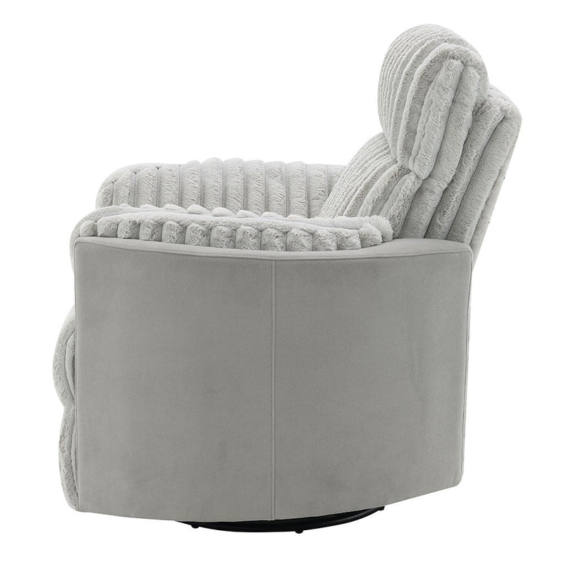 Emee - Glider Recliner With Swivel - Gray Corduroy - R&R Furniture Gallery (Fountain Valley, CA)
