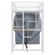 Loft Bed With Desk, Shelves, Power Outlet, LED Light And Wardrobe - R&R Furniture Gallery (Fountain Valley, CA)