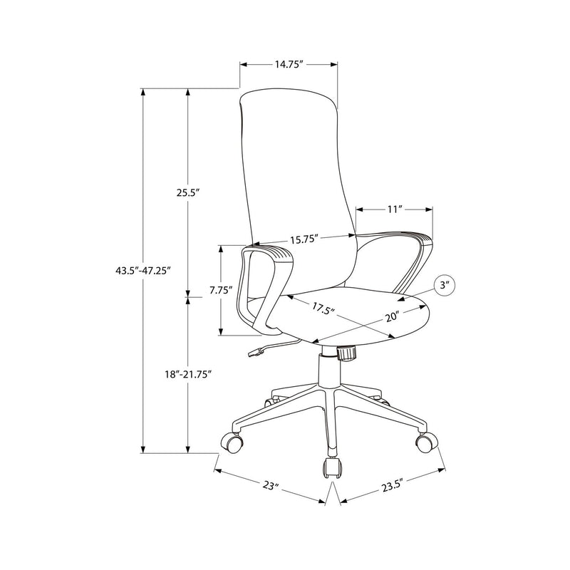 Black 8th Street office swivel chair with adjustable height and armrests, featuring a modern ergonomic design.