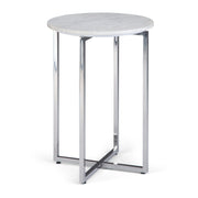 Marsden - Side Table With Polished Base - White / Silver - R&R Furniture Gallery (Fountain Valley, CA)