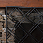 Noble House fireplace screen with elegant design and protective barrier, featuring black metal frame and decorative detailing.