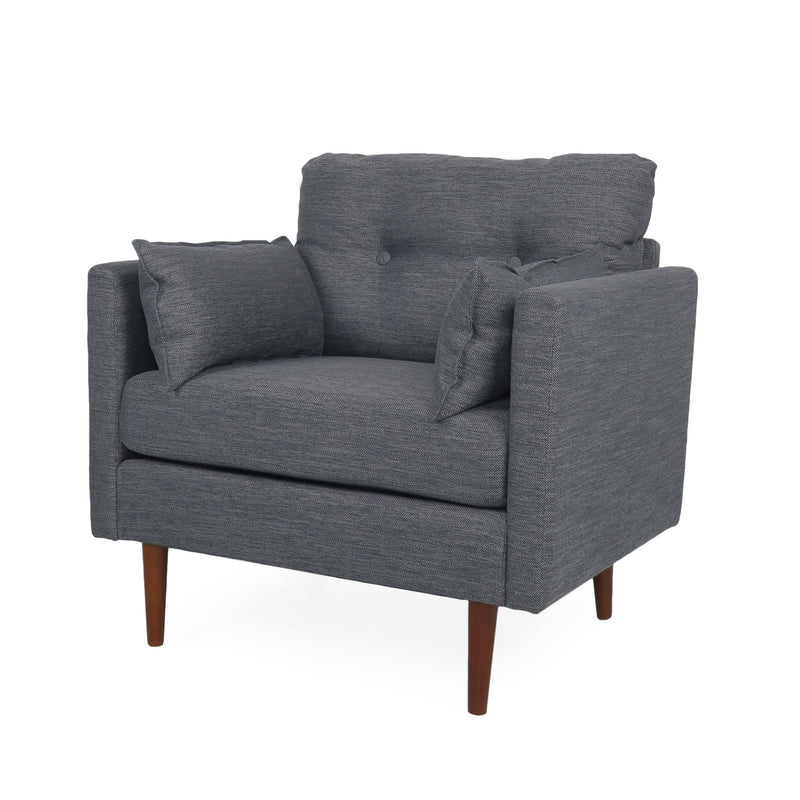 Enchantica - Upholstered Fabric Club Chair With Button Tufted And 2 Accent Pillows - R&R Furniture Gallery (Fountain Valley, CA)