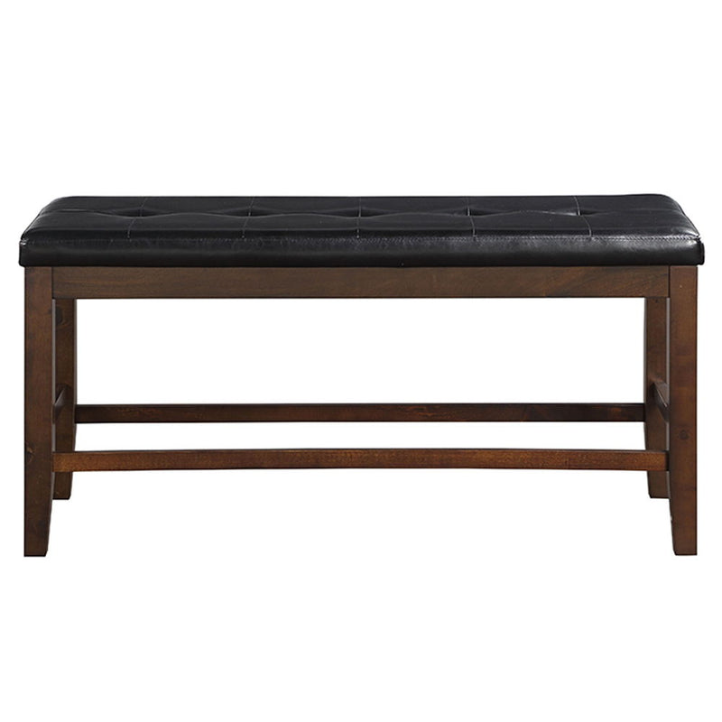 Urbana - Counter Height Bench - Black Synthetic Leather & Espresso - R&R Furniture Gallery (Fountain Valley, CA)