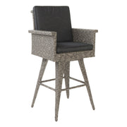 Outdoor Rattan Swivel Barstool With Water Resistant Cushion - Mixed Black / Dark Gray - R&R Furniture Gallery (Fountain Valley, CA)