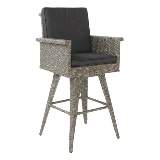Outdoor Rattan Swivel Barstool With Water Resistant Cushion - Mixed Black / Dark Gray - R&R Furniture Gallery (Fountain Valley, CA)