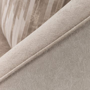Michael Amini La Rachelle swivel chair with plush upholstery, modern design, and polished wooden base, shown from a front angle.