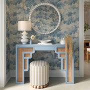 Dex - Striped Linen Ottoman - R&R Furniture Gallery (Fountain Valley, CA)