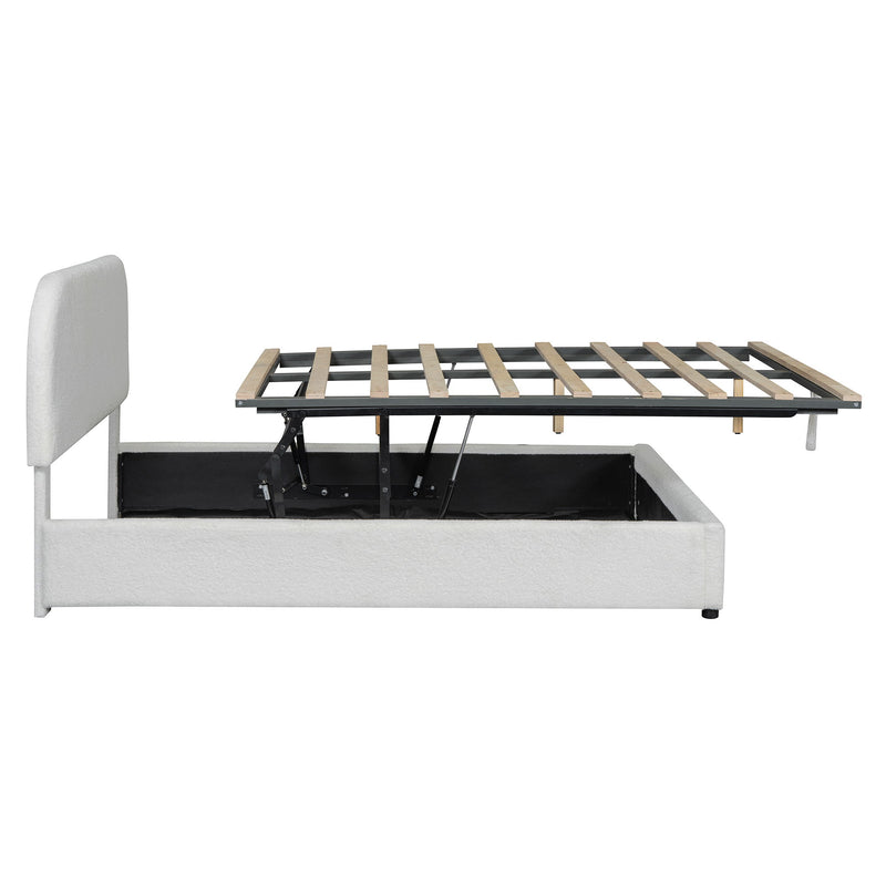 Upholstered Platform Bed With Hydraulic Storage System - R&R Furniture Gallery (Fountain Valley, CA)