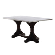Gerardo - 30" Dining Table - White Marble Top & Weathered Espresso - R&R Furniture Gallery (Fountain Valley, CA)