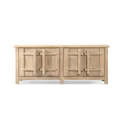 Jennifer Taylor Home Rowan 4-door sideboard cabinet in natural wood finish with sleek design and ample storage space.