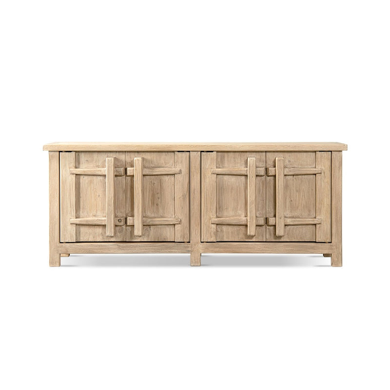 Jennifer Taylor Home Rowan 4-door sideboard cabinet in natural wood finish with sleek design and ample storage space.