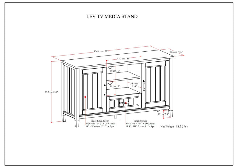 Lev - TV Media Stand - Smoky Brown - R&R Furniture Gallery (Fountain Valley, CA)