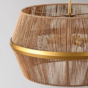 Wendy - Rattan Round Chandelier - Natural/Gold - R&R Furniture Gallery (Fountain Valley, CA)