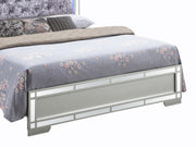 Glory Furniture Madison upholstered bed with LED lighting, showcasing a modern design with padded fabric headboard and sleek frame.
