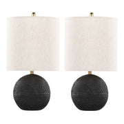Set of two Lumi Source Kona contemporary table lamps with matte black bases and natural fabric shades.