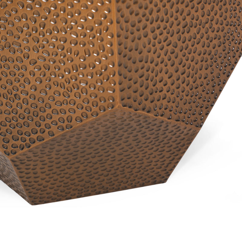 Modern hammered iron geometric end table by Noble House with a sleek, contemporary design and sturdy metal construction.