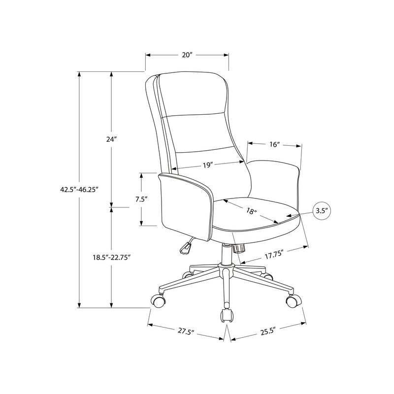 Black 8th Street ergonomic swivel office chair with adjustable height and supportive design, suitable for home or office use.