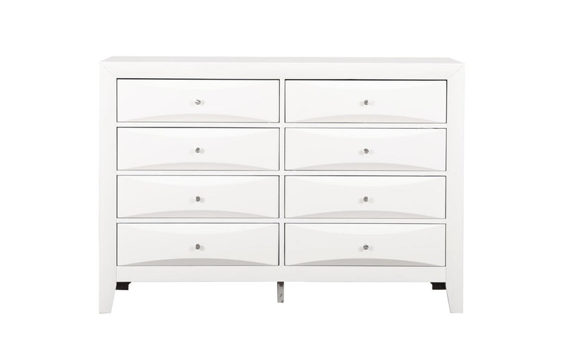 Glory Furniture Marilla dresser with sleek wood finish and multiple drawers, ideal for bedroom storage and organization.