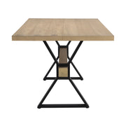 Noble House Elevated farmhouse dining table with light ash finish and X-shaped legs, ideal for rustic or modern dining rooms.
