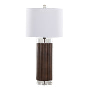 Cylinder - Fluted Contemporary Table Lamp (Set of 2) - Brown / Clear / White - R&R Furniture Gallery (Fountain Valley, CA)
