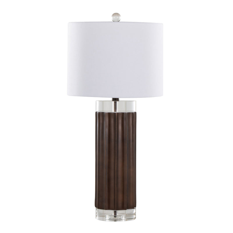 Cylinder - Fluted Contemporary Table Lamp (Set of 2) - Brown / Clear / White - R&R Furniture Gallery (Fountain Valley, CA)