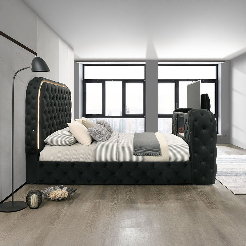 Kana - Bed With LED, Fireplace & TV Stand - R&R Furniture Gallery (Fountain Valley, CA)