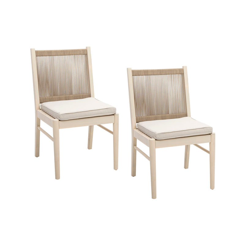 Cordoba - Dining Chair (Set of 2) With Acacia Wood Frame And Water Repellent Fabric - Beige / Yellow - R&R Furniture Gallery (Fountain Valley, CA)