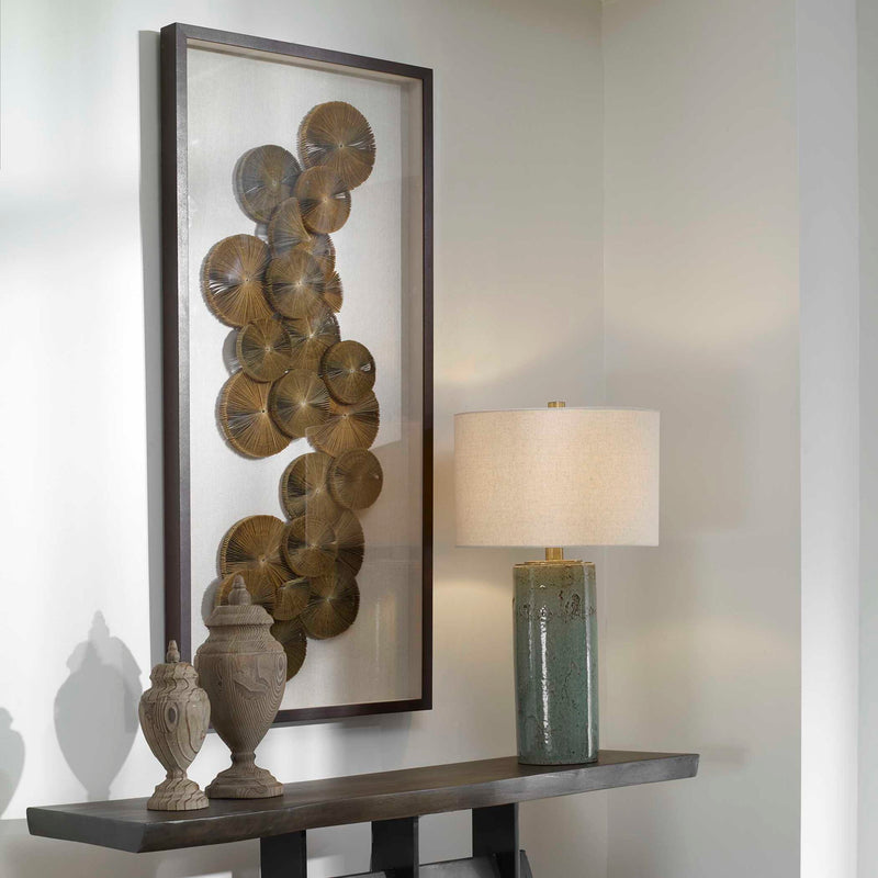 Uttermost The Times shadow box wall art in light brown, modern wall decor with layered textured design for stylish interior decoration.